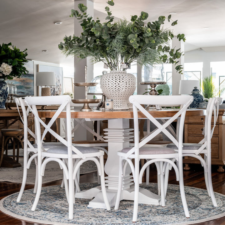 Carter Cross-back Dining Chair With Linen Seat