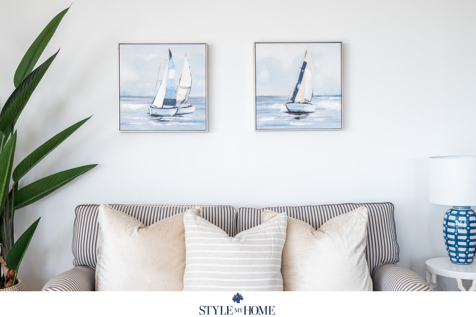 Sailing Day 1 Decorative Canvas In Antique Silver Frame