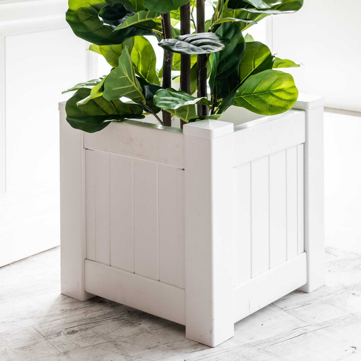 Hamptons Outdoor Square Pvc Planter Box - White