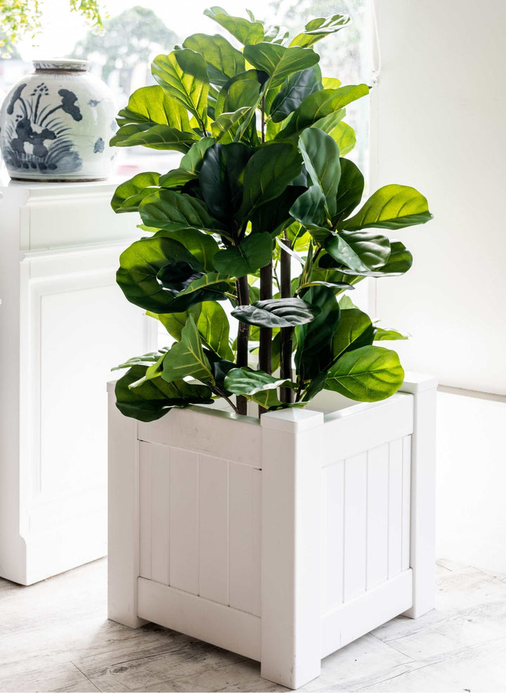 Hamptons Outdoor Square Pvc Planter Box - White