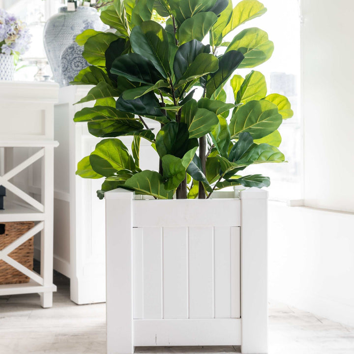 Hamptons Outdoor Square Pvc Planter Box - White