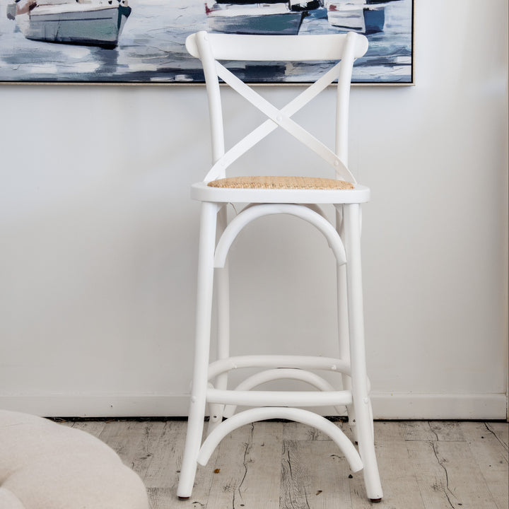 Carter Rattan Cross-back Kitchen Stool