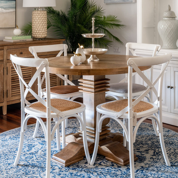 Hannah Parquetry Round Dining Table With Natural Base