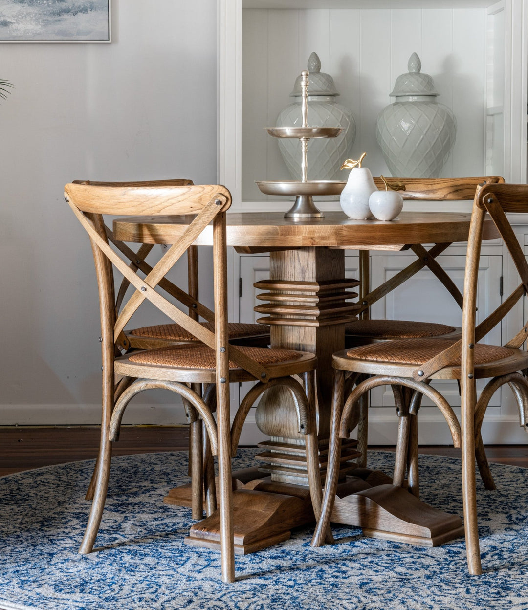 Hannah Parquetry Round Dining Table With Natural Base