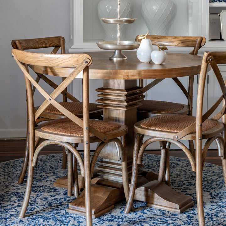 Hannah Parquetry Round Dining Table With Natural Base