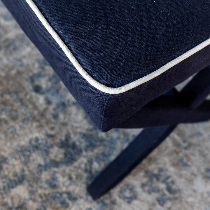 Lauren Linen Large Bench Seat Navy 160cm wide x 45cm deep x 49cm high