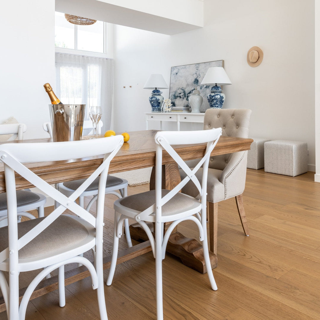 Carter Cross-back Dining Chair With Linen Seat