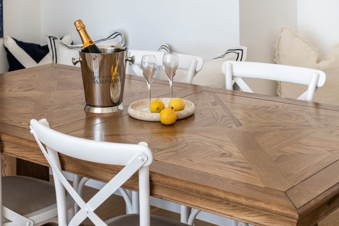 Kensington Parquetry Natural Oak Dining Table Test Assembly