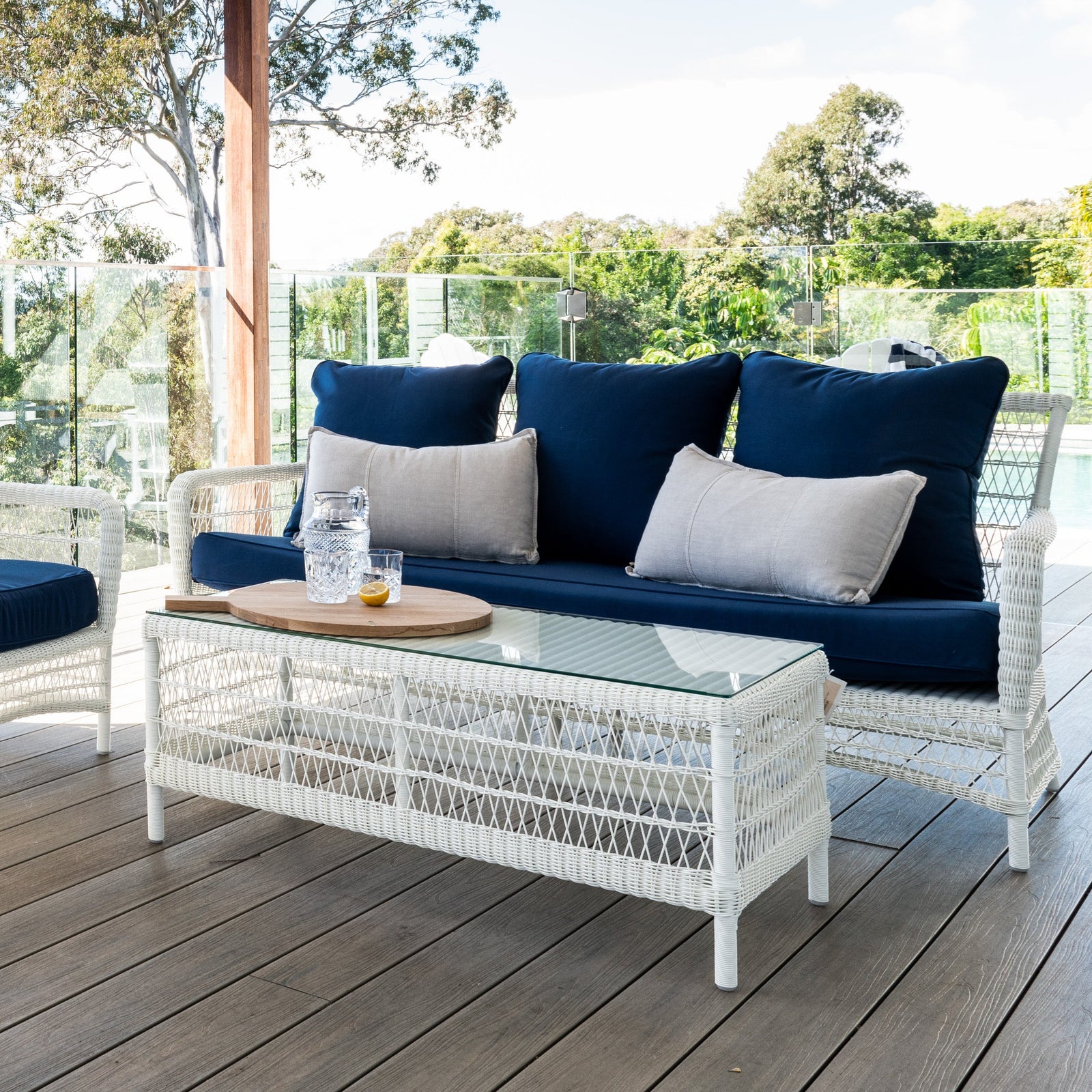 Oasis Outdoor 3 Seater Lounge Navy White