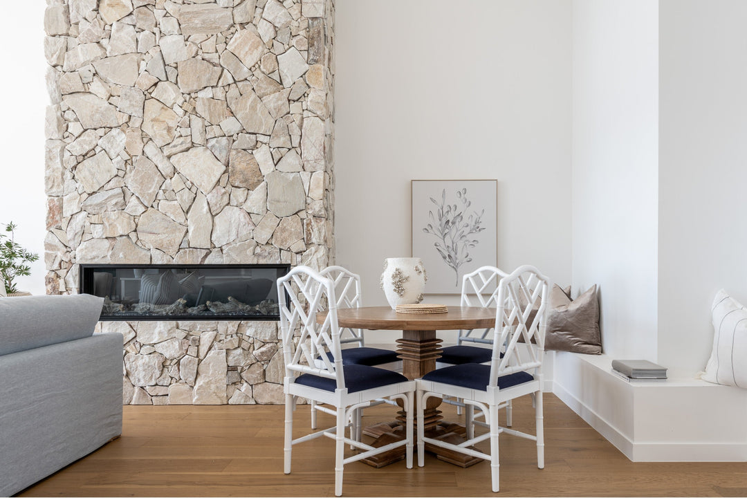 Hannah Parquetry Round Dining Table With Natural Base
