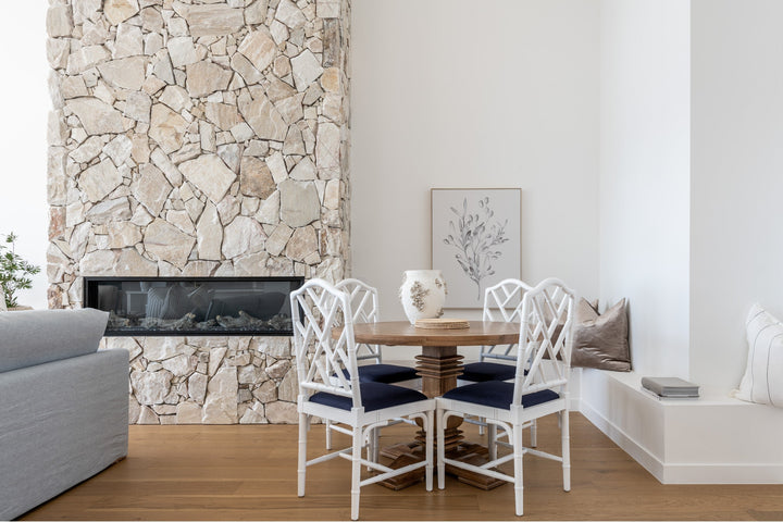 Hannah Parquetry Round Dining Table With Natural Base