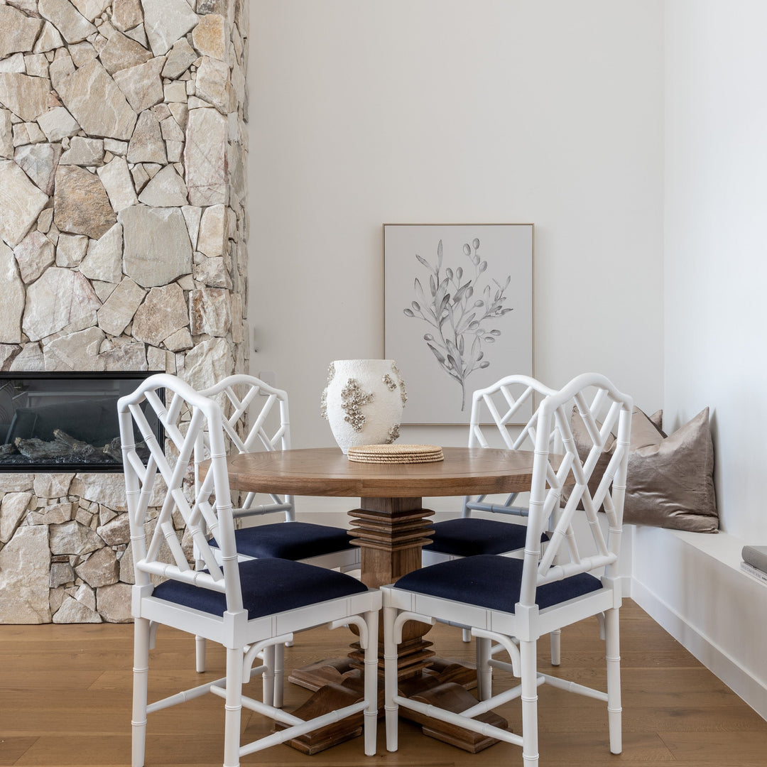 Hannah Parquetry Round Dining Table With Natural Base