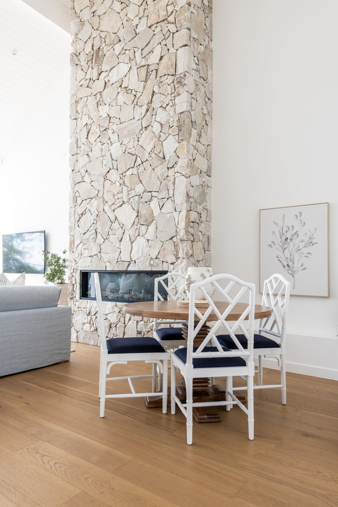 Hannah Parquetry Round Dining Table With Natural Base