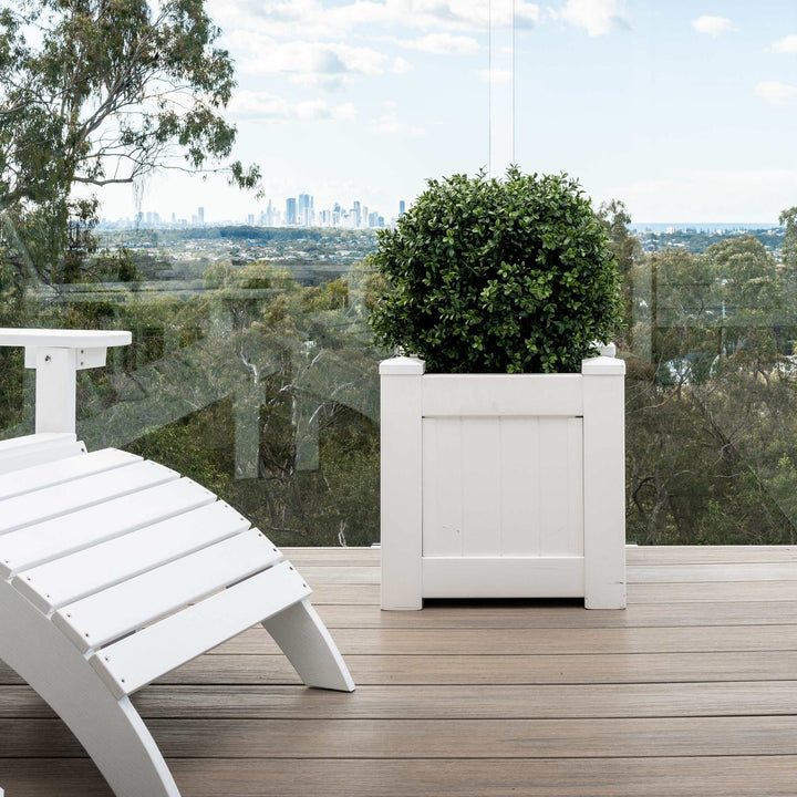 Hamptons Outdoor Square Pvc Planter Box - White