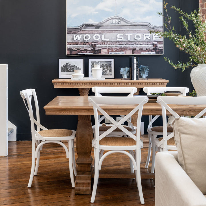 Carter Cross-back Dining Chair With Rattan Seat