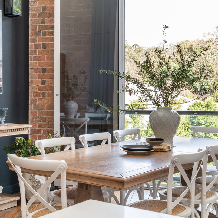 Carter Cross-back Dining Chair With Rattan Seat