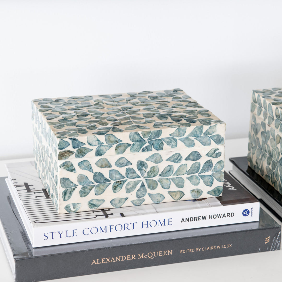 Vine Sea Green Mother Of Pearl Trinket Boxes