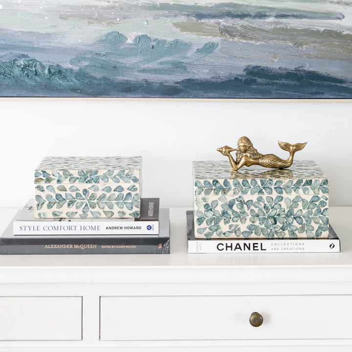 Vine Sea Green Mother Of Pearl Trinket Boxes