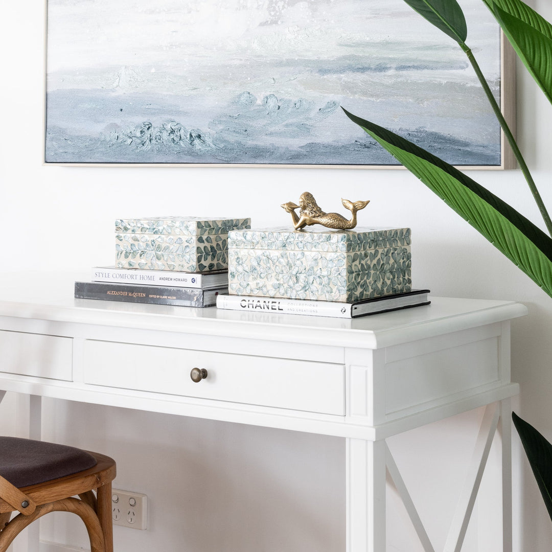 Vine Sea Green Mother Of Pearl Trinket Boxes