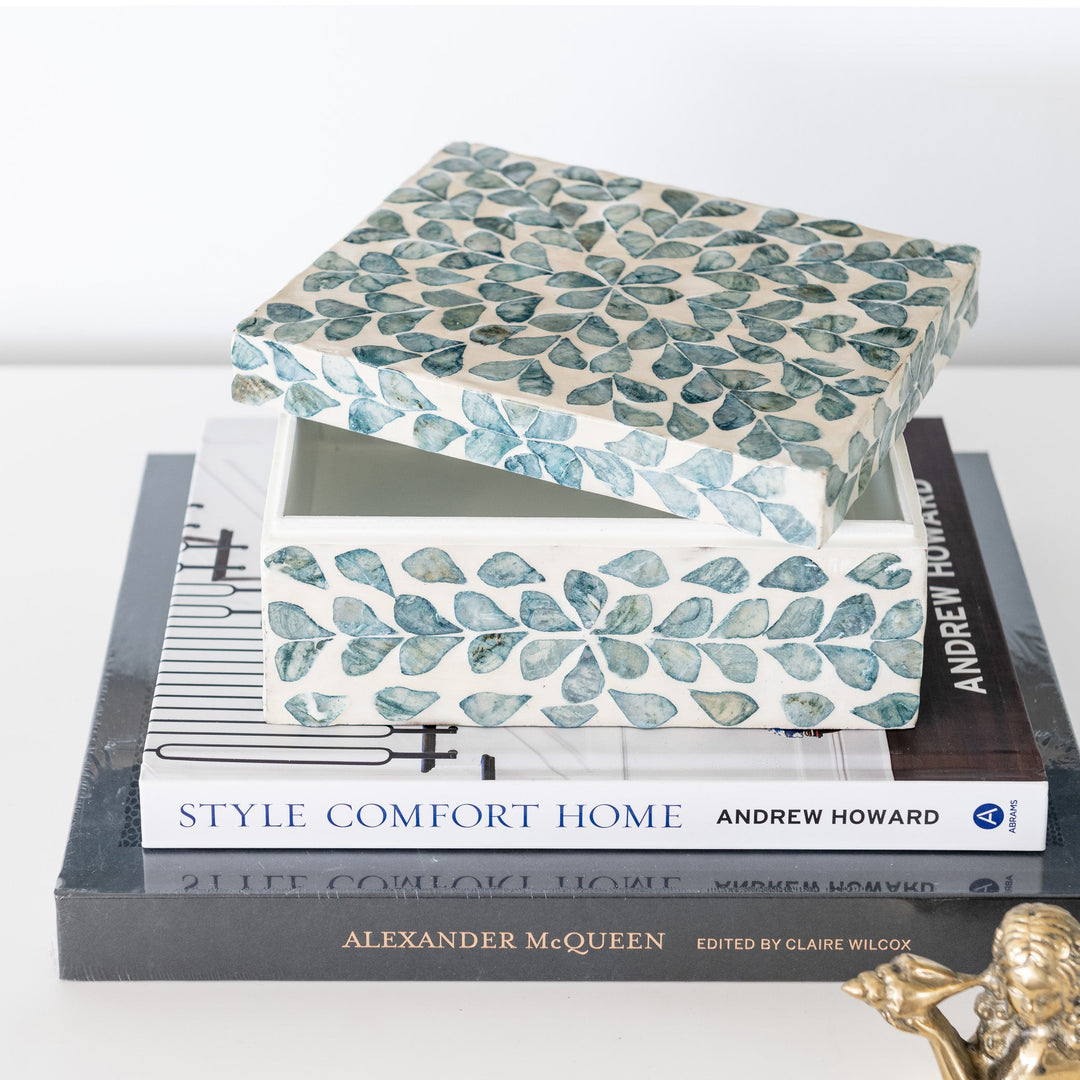 Vine Sea Green Mother Of Pearl Trinket Boxes