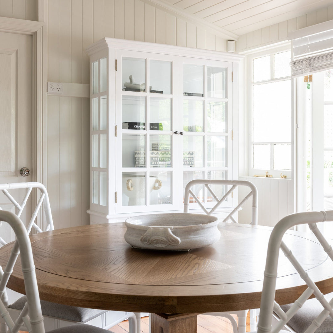Hannah Parquetry Round Dining Table With Natural Base 1.5m diametre