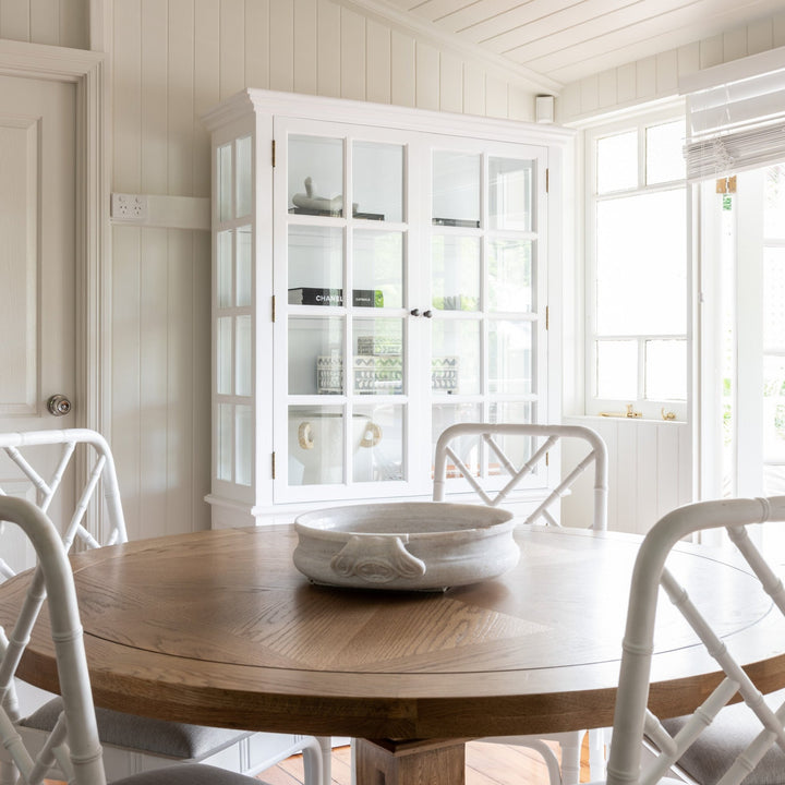 Hannah Parquetry Round Dining Table With Natural Base 1.5m diametre