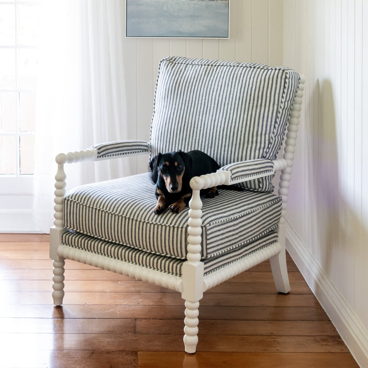 Bobbin Linen And Oak Armchair