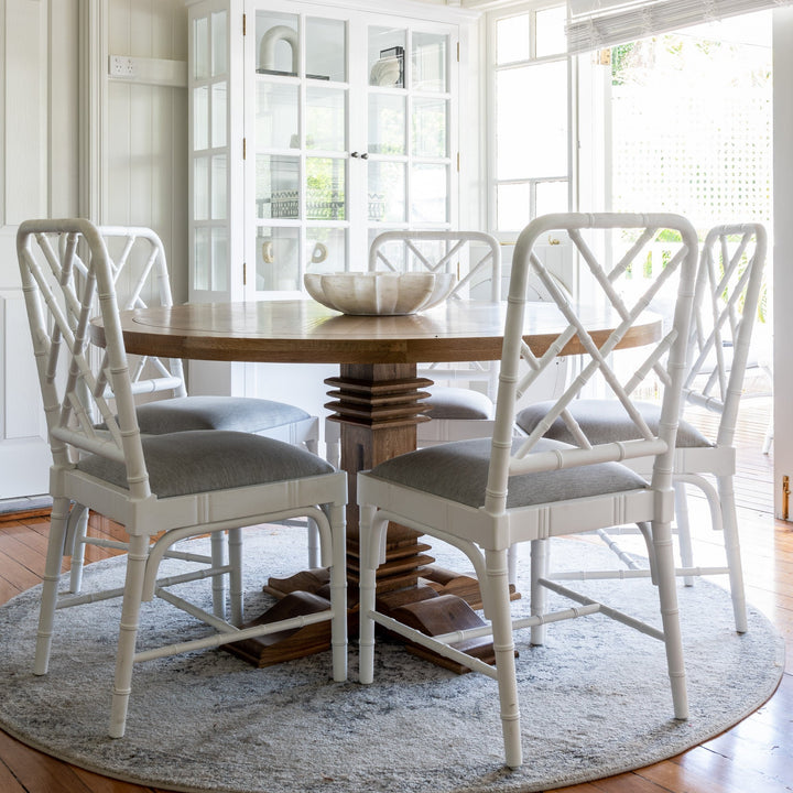 Hannah Parquetry Round Dining Table With Natural Base 1.4m diametre