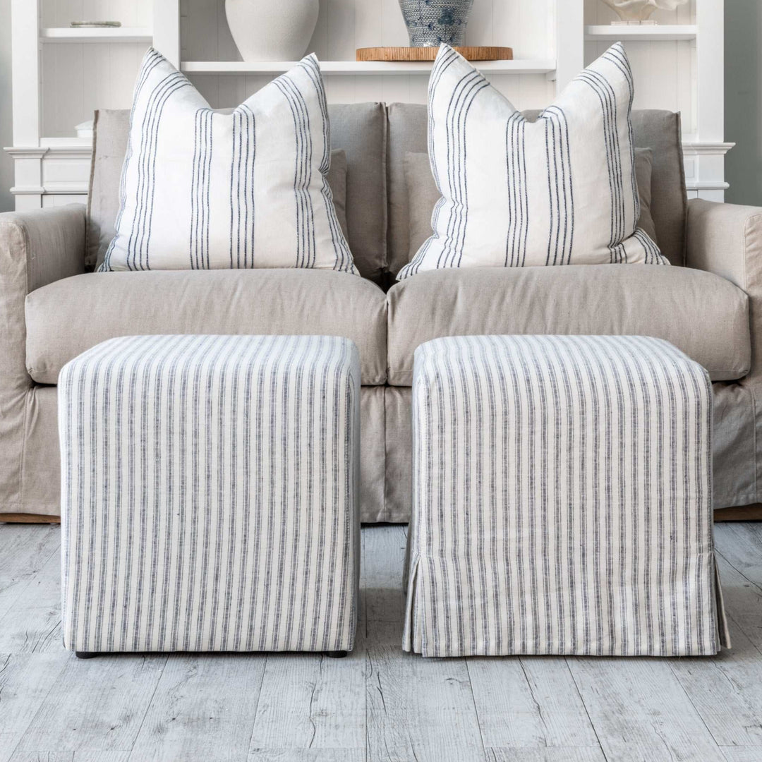 Capri Upholstered Slip Cover Cube Ottoman
