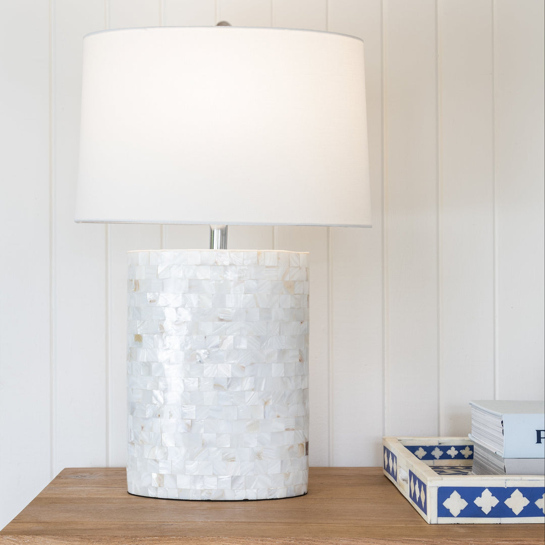 Pearl Oval Mother Of Pearl Table Lamp