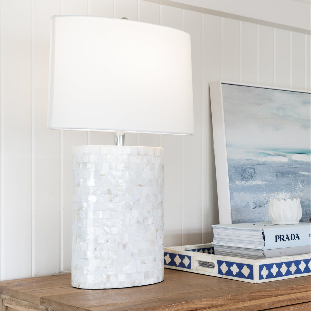 Pearl Oval Mother Of Pearl Table Lamp