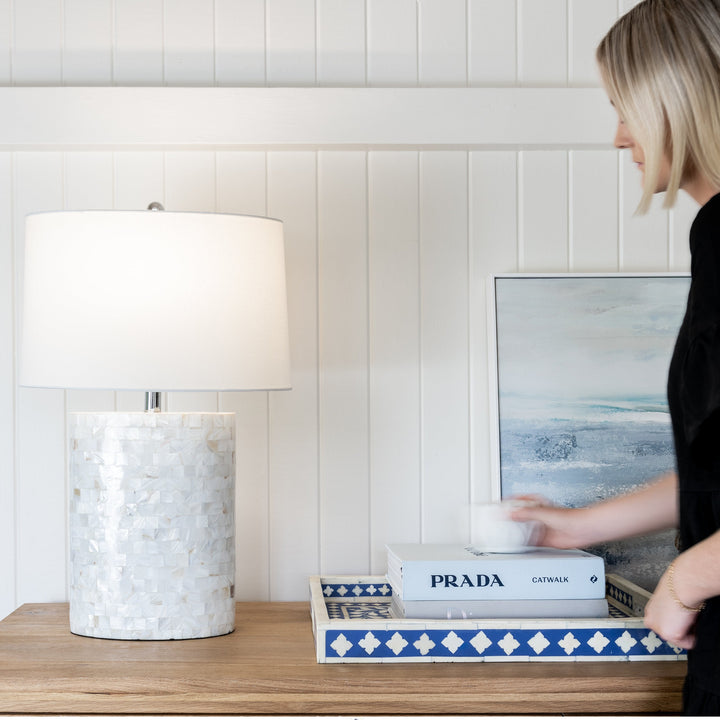 Pearl Oval Mother Of Pearl Table Lamp