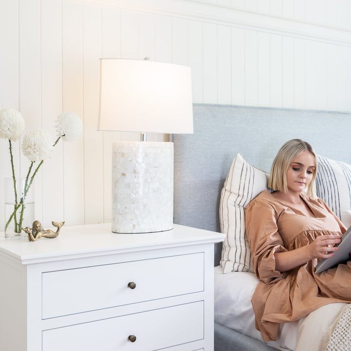 Pearl Oval Mother Of Pearl Table Lamp
