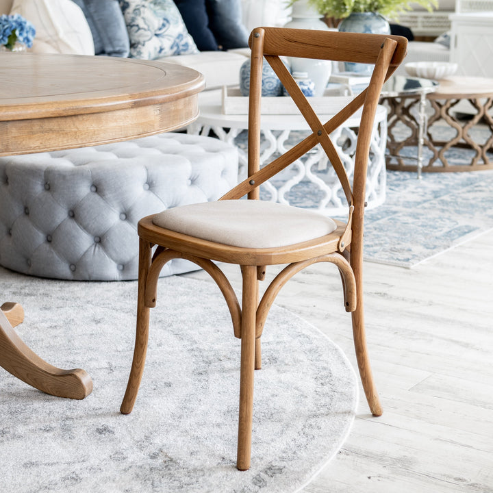 Carter Cross-back Dining Chair With Linen Seat Natural Oak Oatmeal