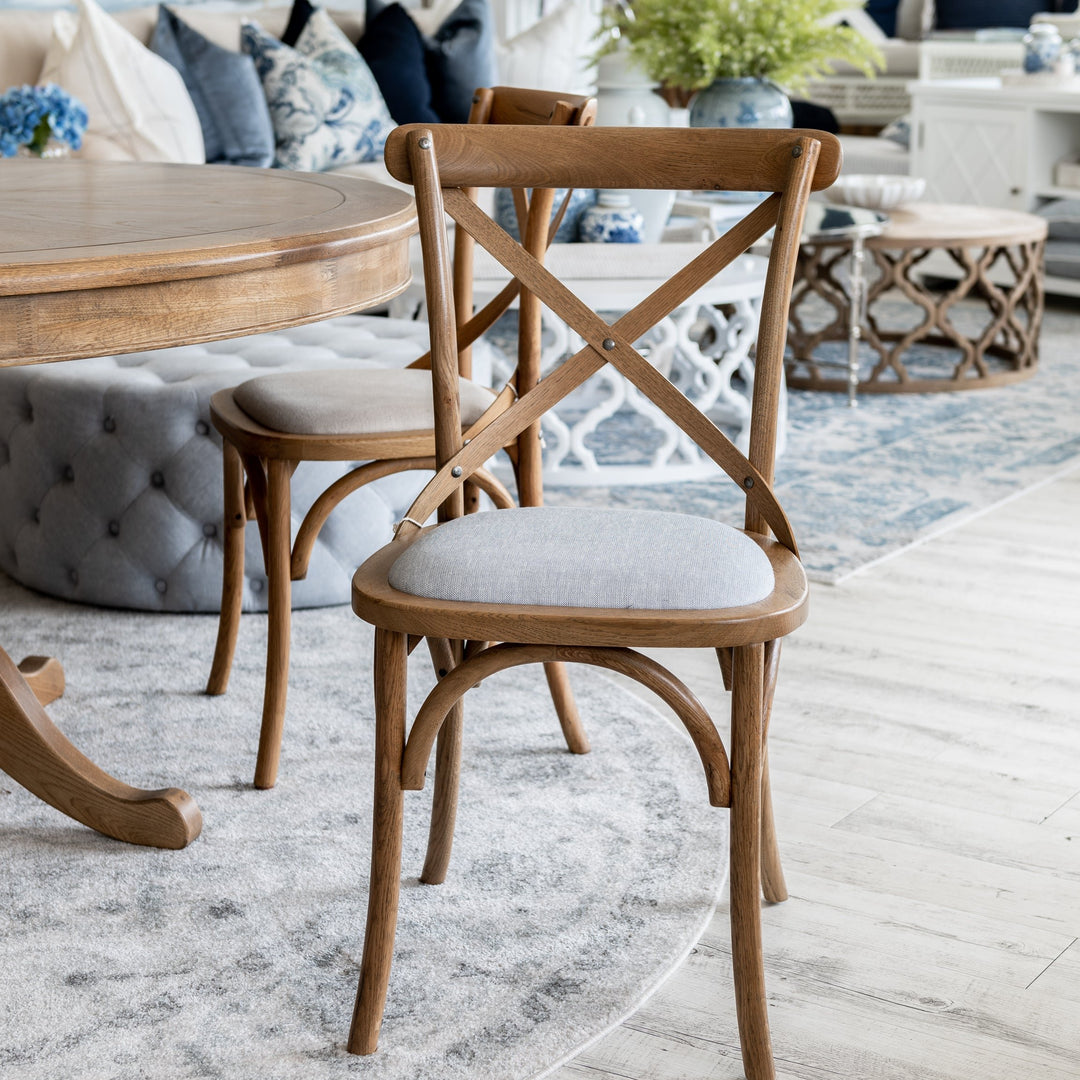 Carter Cross-back Dining Chair With Linen Seat