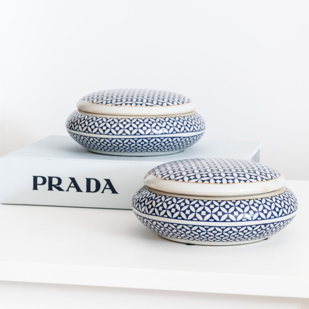 Royal Weave Round Ceramic Trinket Box 17cm