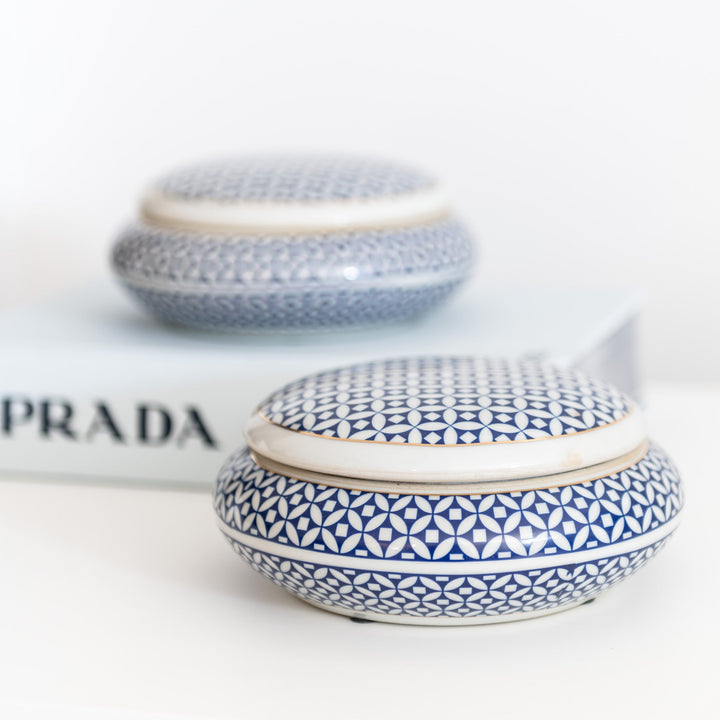 Royal Weave Round Ceramic Trinket Box 17cm