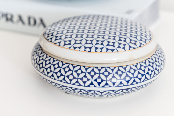 Royal Weave Round Ceramic Trinket Box 17cm