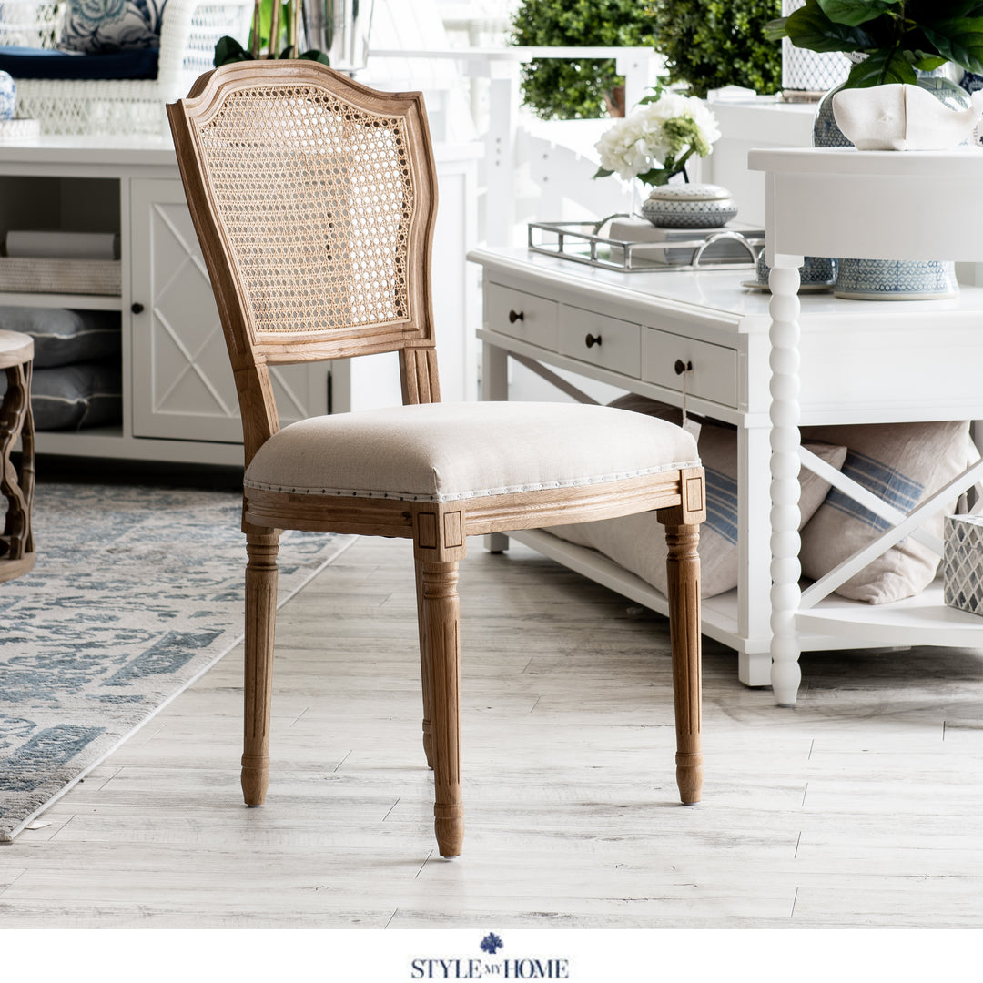 April Luxury Upholstered Dining Chair Natural Oak Oatmeal