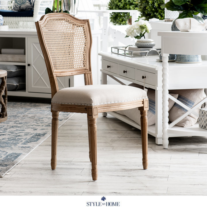 April Luxury Upholstered Dining Chair Natural Oak Oatmeal