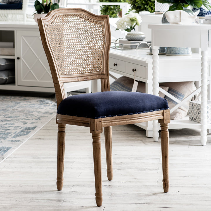 April Luxury Upholstered Dining Chair Natural Oak Navy