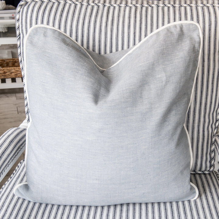 Signature Duck Egg Blue Linen Square Cushion