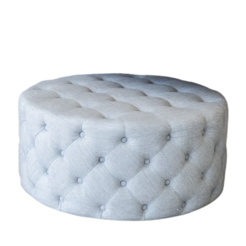 Charlotte Tufted Linen Round Upholstered Ottoman