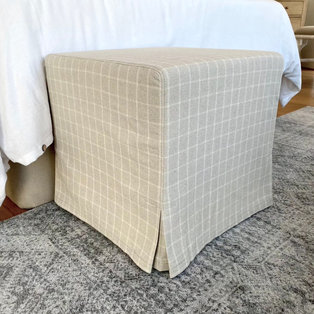 Capri Upholstered Slip Cover Cube Ottoman