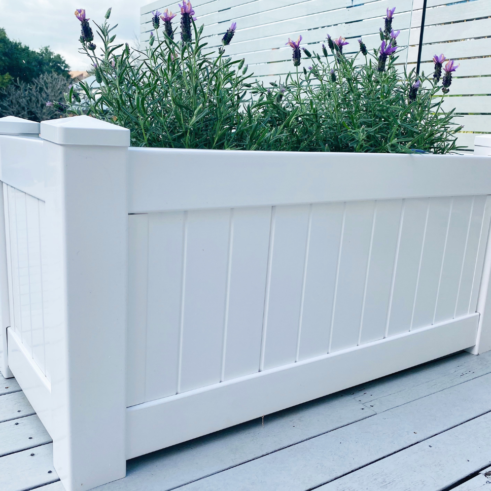 Hamptons Outdoor Rectangular Pvc Planter Box - White