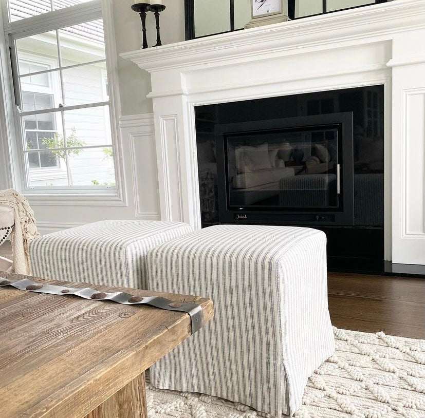 Capri Upholstered Slip Cover Cube Ottoman