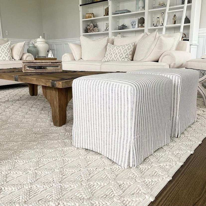Capri Upholstered Slip Cover Cube Ottoman