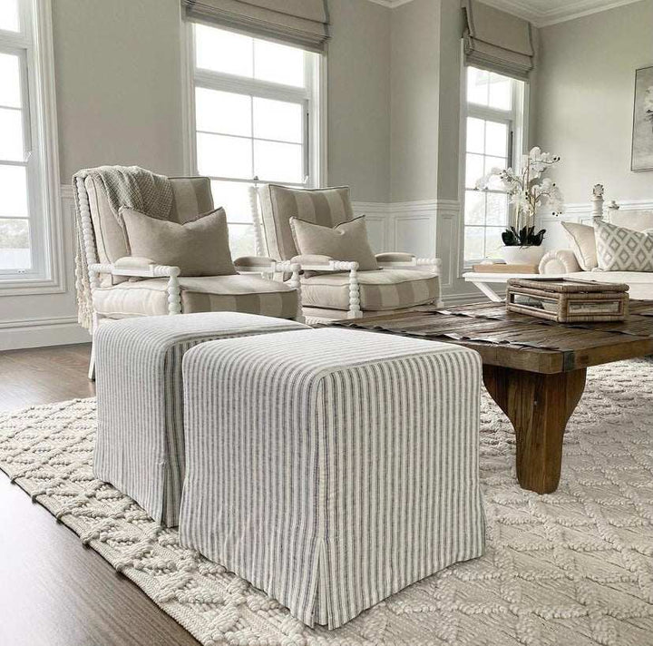 Capri Upholstered Slip Cover Cube Ottoman