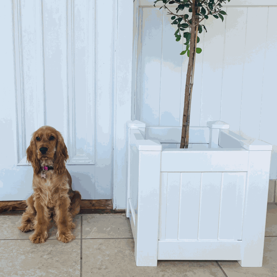 Hamptons Outdoor Square Pvc Planter Box - White
