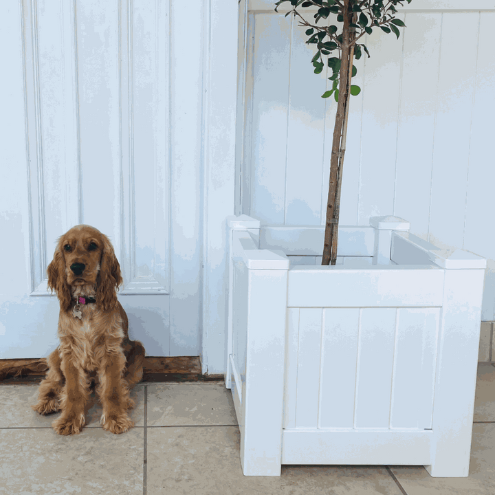 Hamptons Outdoor Square Pvc Planter Box - White